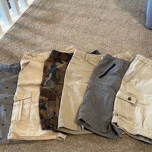 Lot of 6 Boys Casual Shorts Mixed Brands Sizes 12 and 14